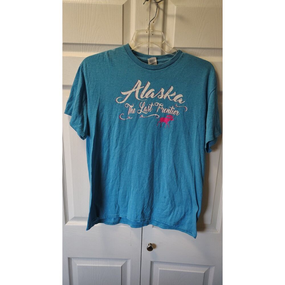 Vintage Alaska "The Last Frontier" Teal Heather Graphic T-Shirt Large
